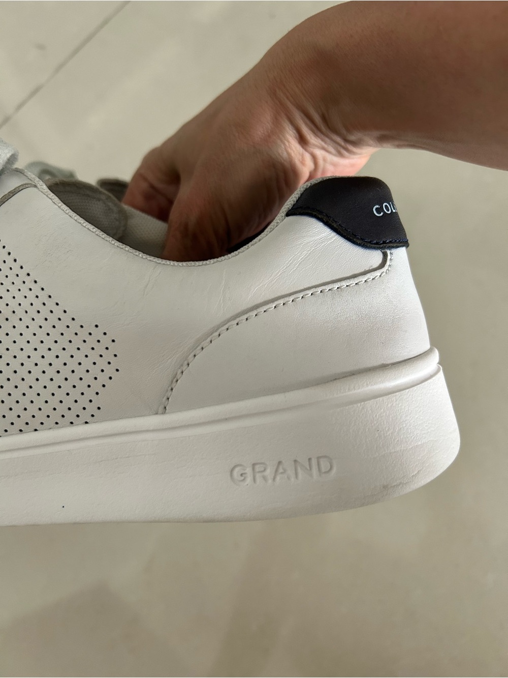 Cole Haan Grand Men's White Perforated Leather Sneakers - Picture 4 of 11